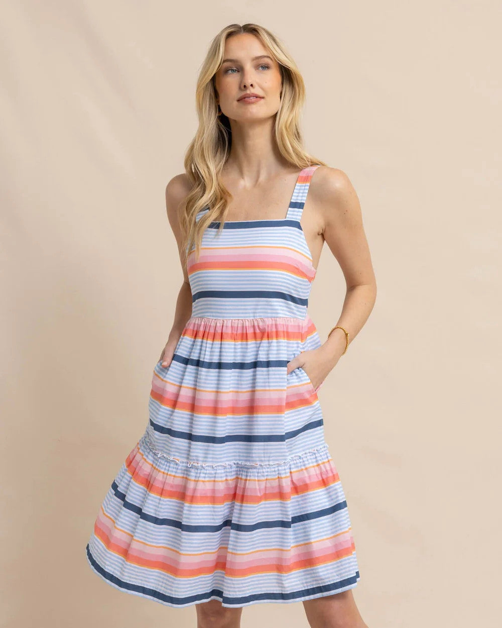Southern Tide Lindsey Set Sail Striped Dress Conch Shell