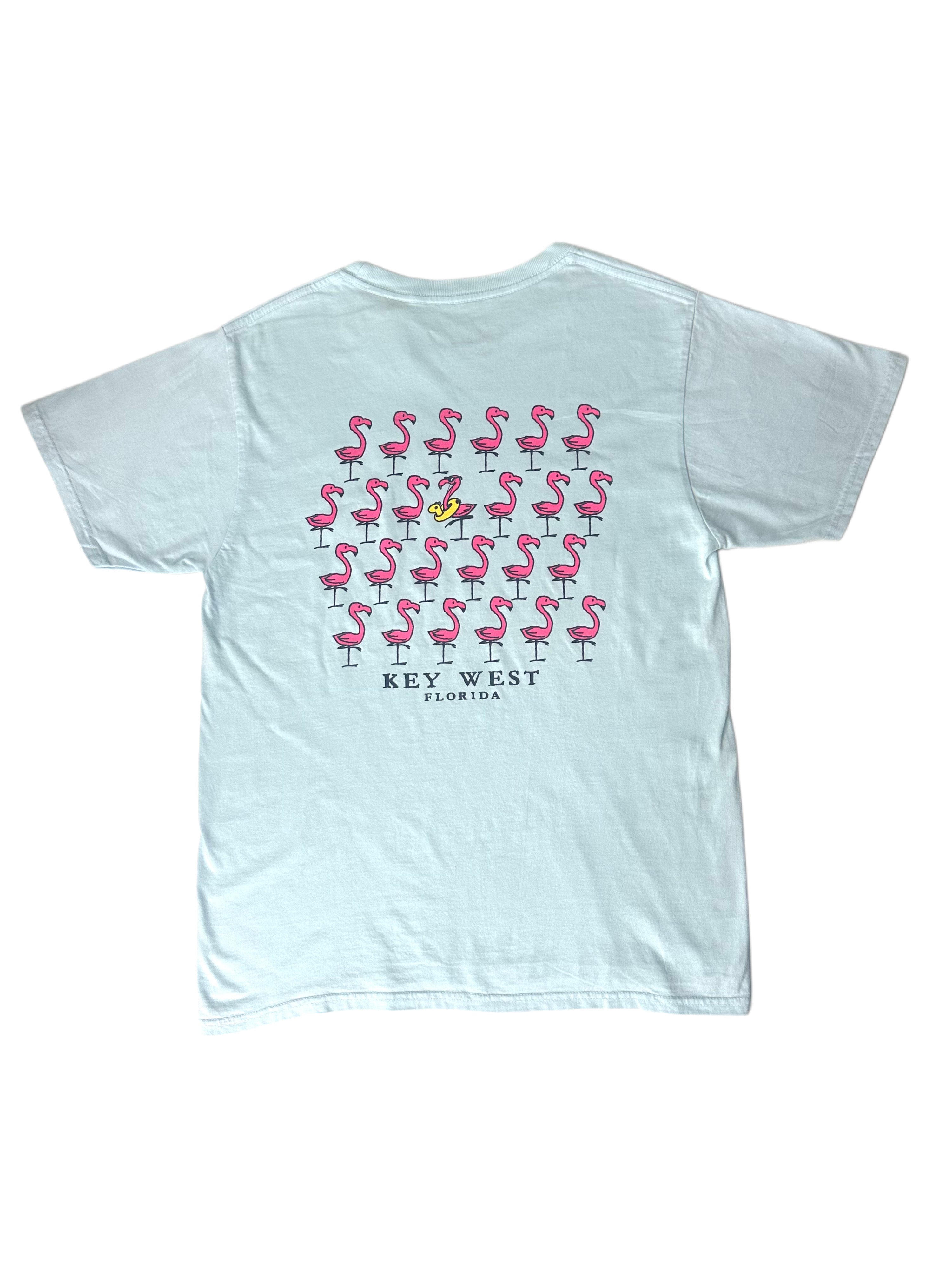 Shaddow and Fish Flamingo Frenzy Tee SS Powder Blue