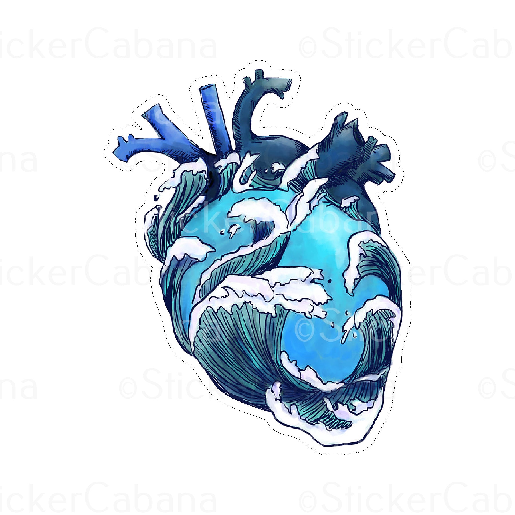 Sticker Cabana Ocean Heart Small Sticker