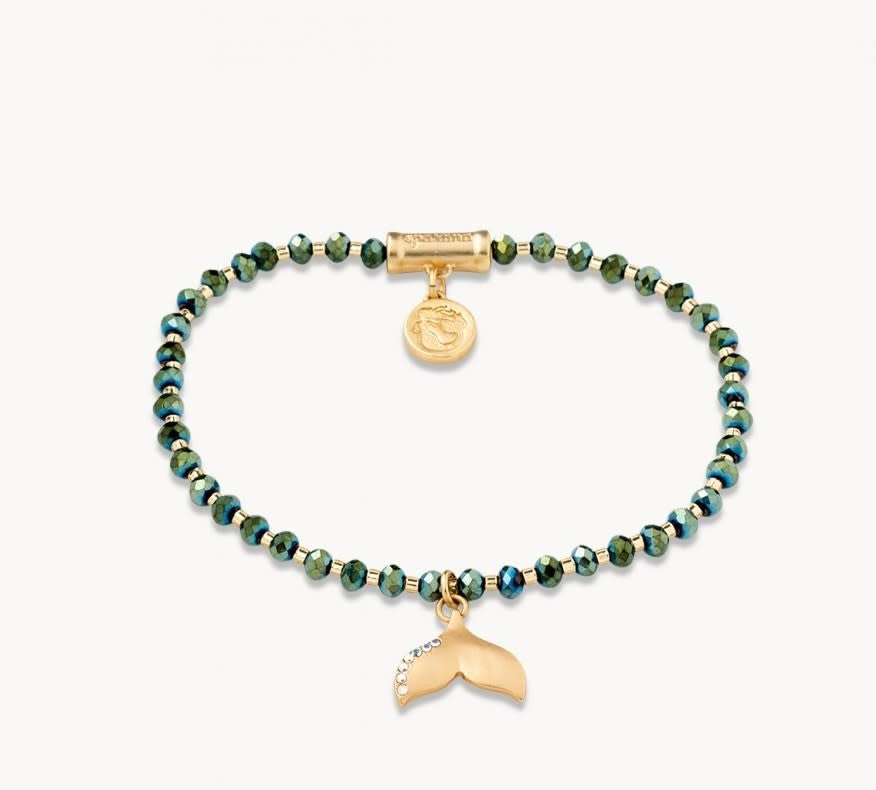 Spartina Tail Twinkle Stretch Deep Teal Bracelet Gold