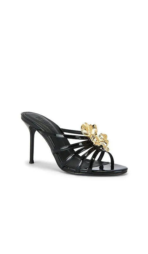 Schutz Flora Mule Patent Sandal Black