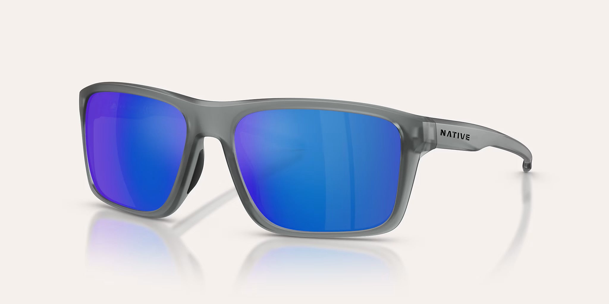 Native Eyewear Tavern Matte Smoke Crystal Frame w/ Blue Reflex Lens Sunglasses Polarized