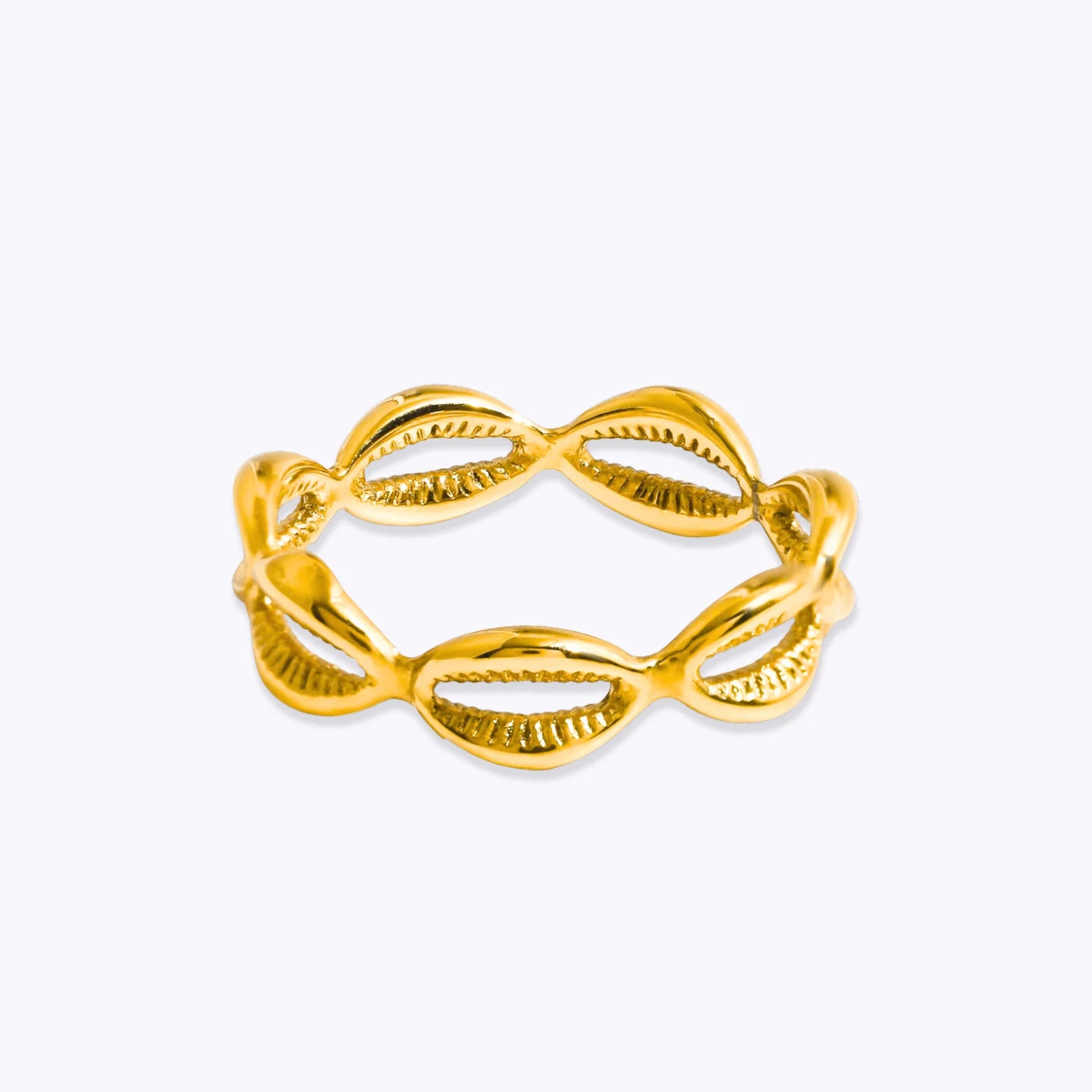 Mauka Gold Cowrie Shell Ring Size 8