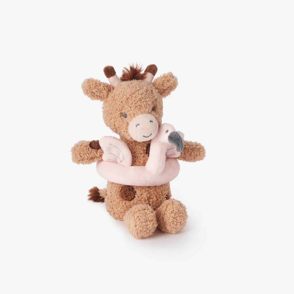 Elegant Baby Giraffe Plush Toy w/ Flamingo Floaty Rattle