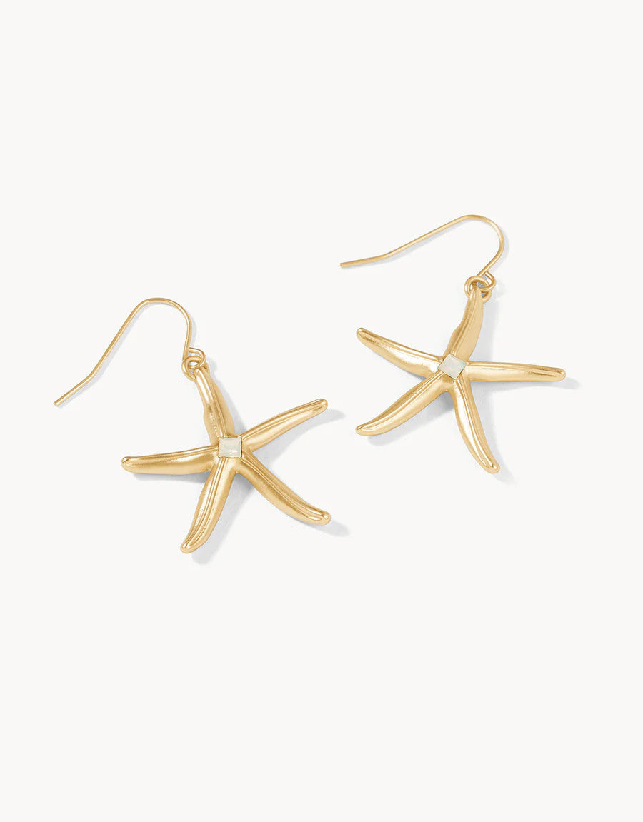 Spartina Sea Star White Opal Earrings Gold