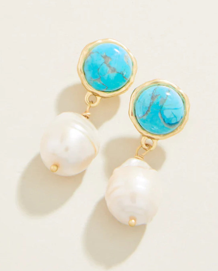 Spartina Bauble Pearl Drop Earrings Pearl/Turquoise