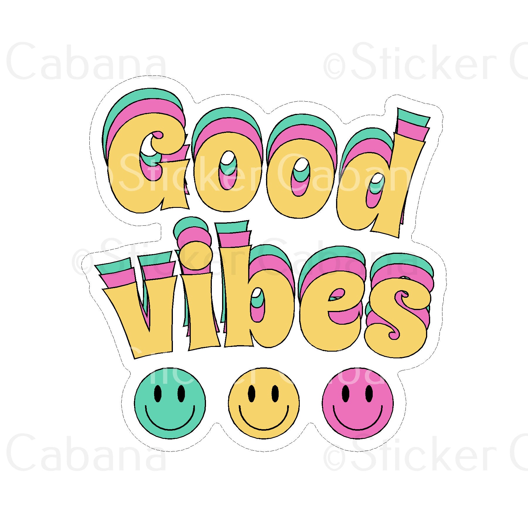 Sticker Cabana Good Vibes Letters Sticker