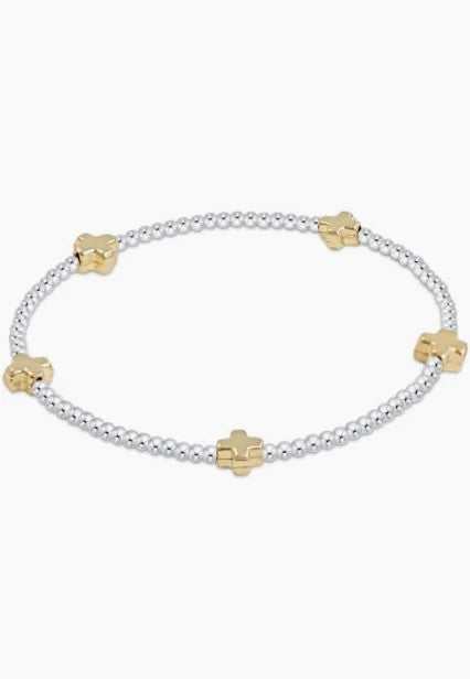 Enewton Signature Small Cross Pattern 2mm Bead Bracelet Mixed Metal