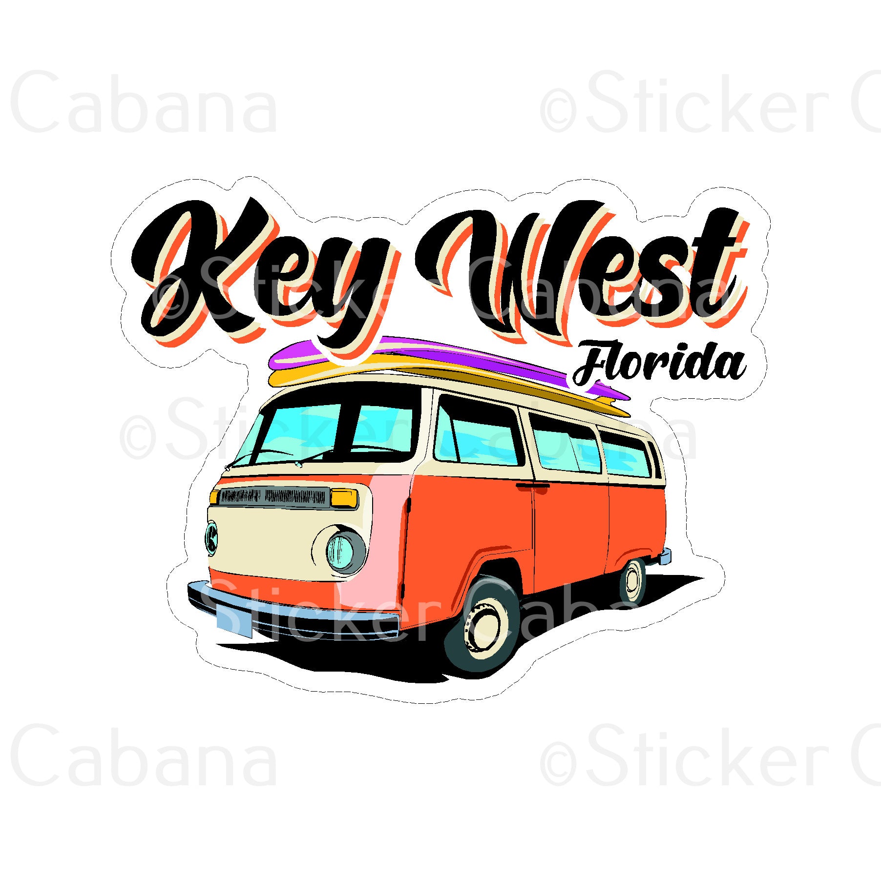 Sticker Cabana Key West Van Small Sticker