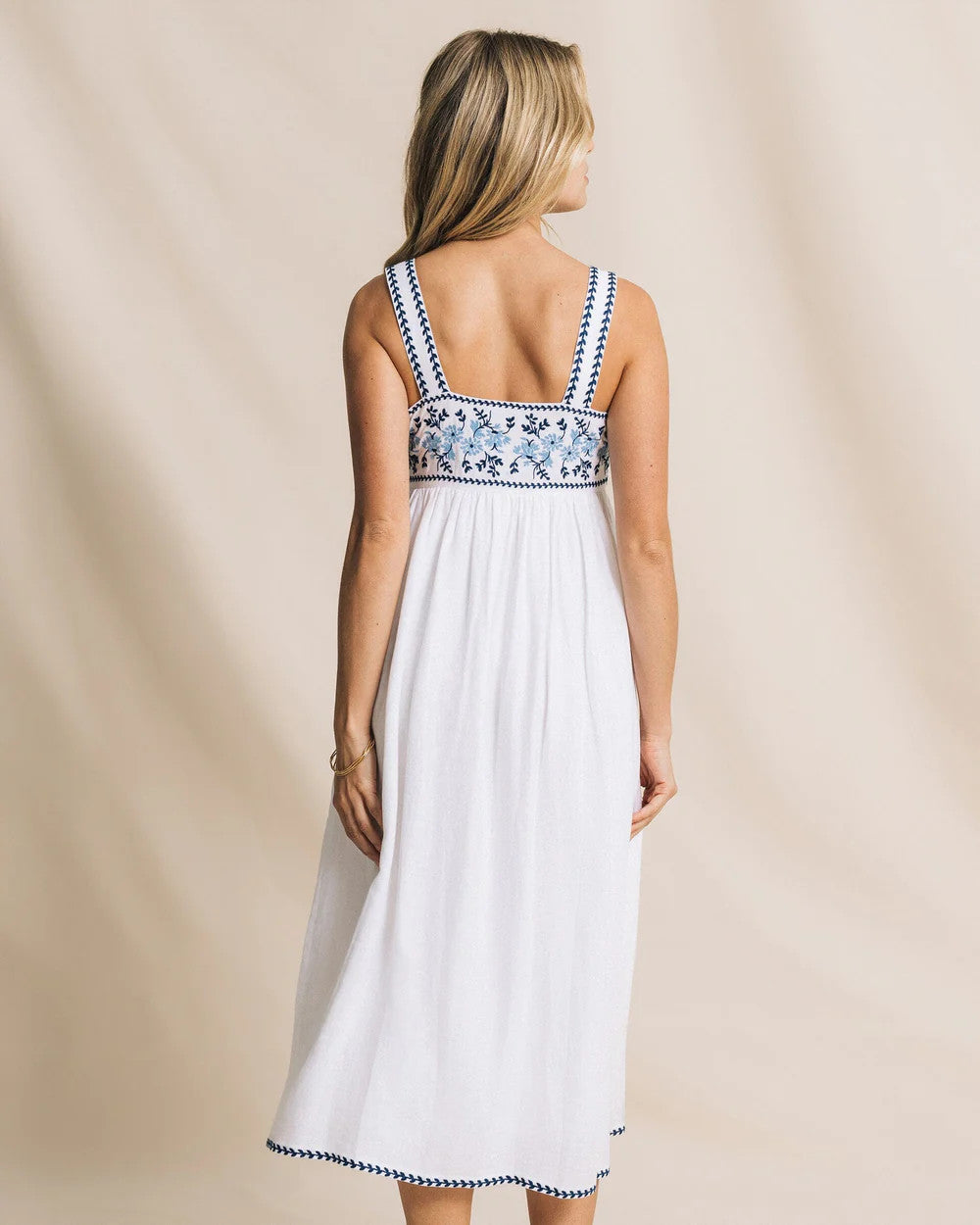 Southern Tide Erilyn Embroidered Midi Dress Classic White