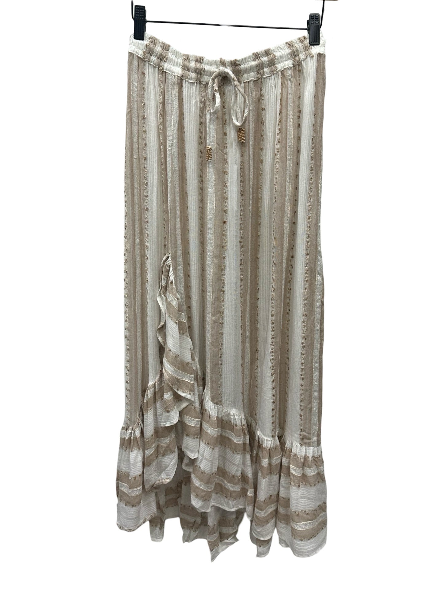 Surf Gypsy Stripe Maxi Skirt Natural Lurex