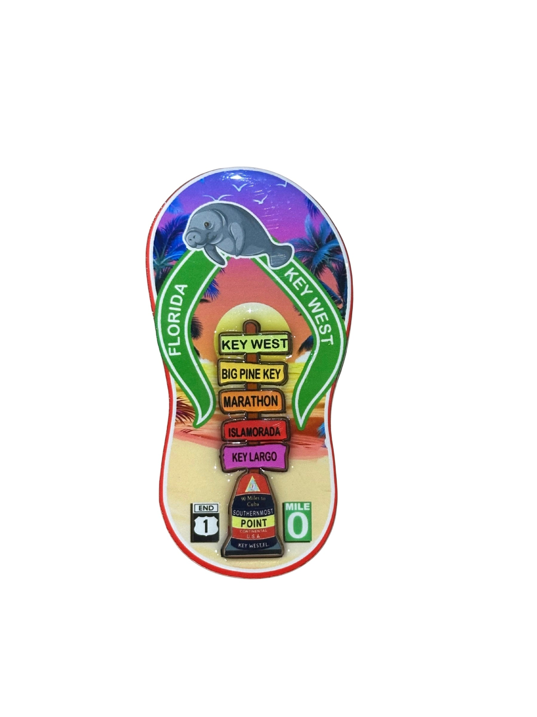 Manatee Destionational Sign Key West Flip Flop Magnet