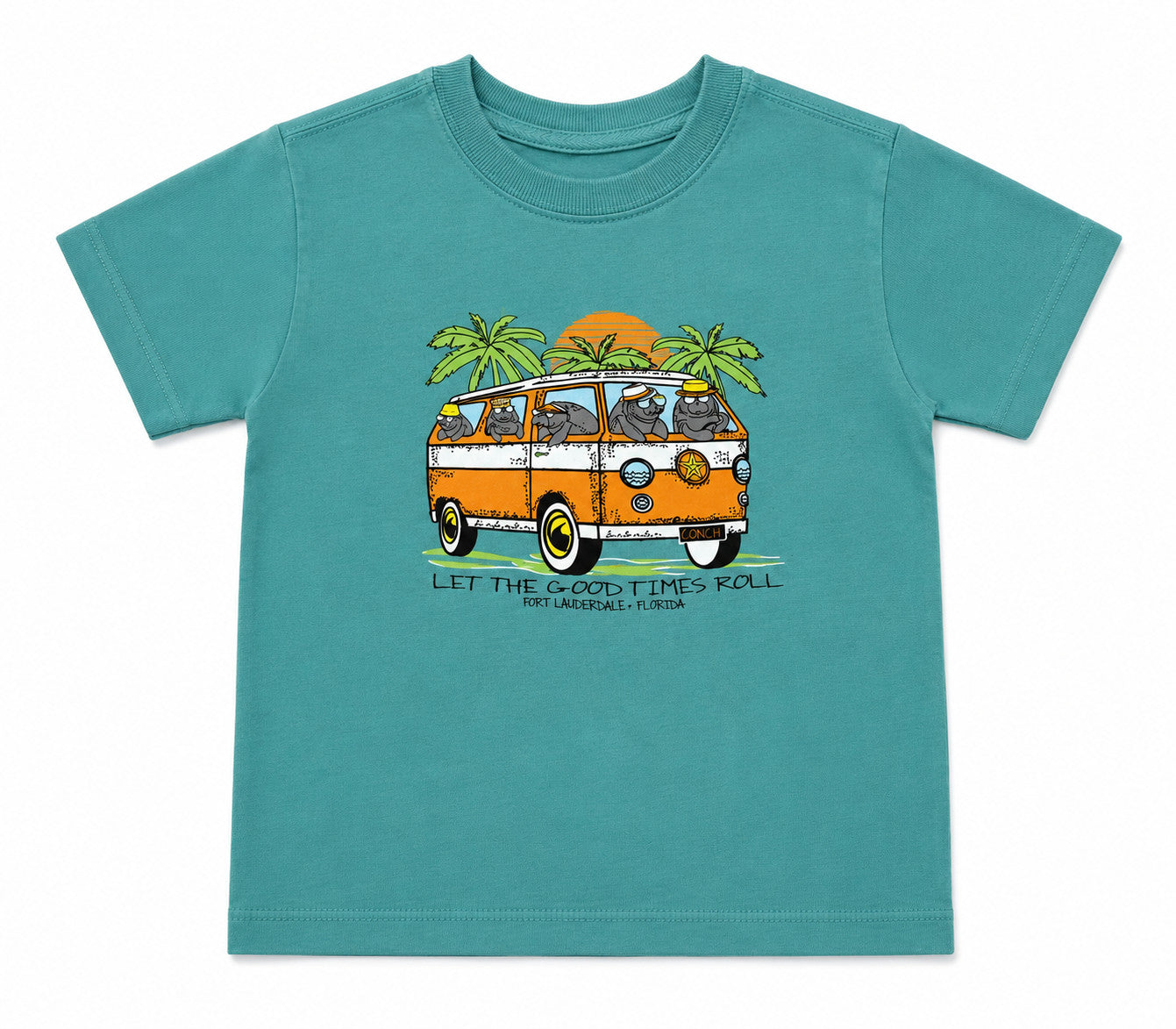 Shaddow and Fish Baby Road Again Let The Good Time Roll Fort Lauderdale SS Tee Seafoam