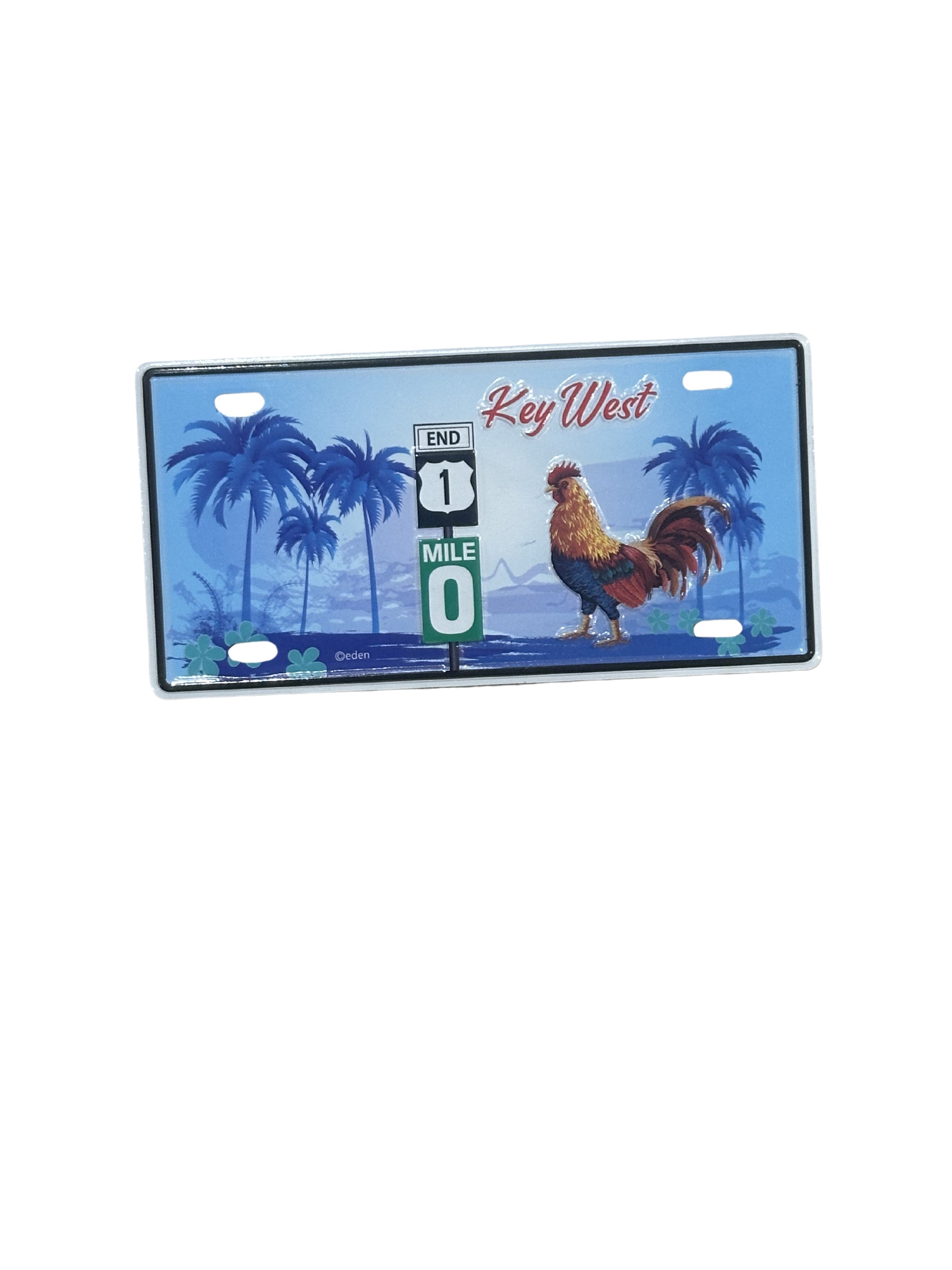 Key West Mile Marker 0 Rooster Paradise License Plate Magnet