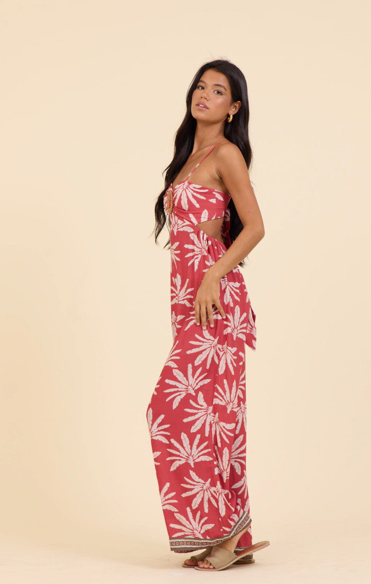 Surf Gypsy Palm Island Printed Jumpsuit Crepe