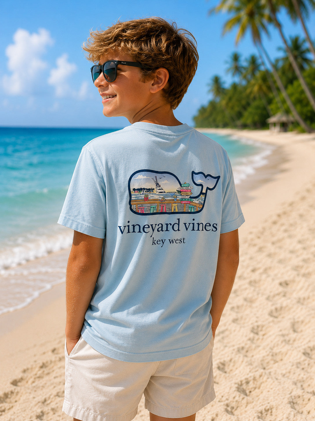 Vineyard Vines Kids Bar Scene Key West SS Tee Jake Blue