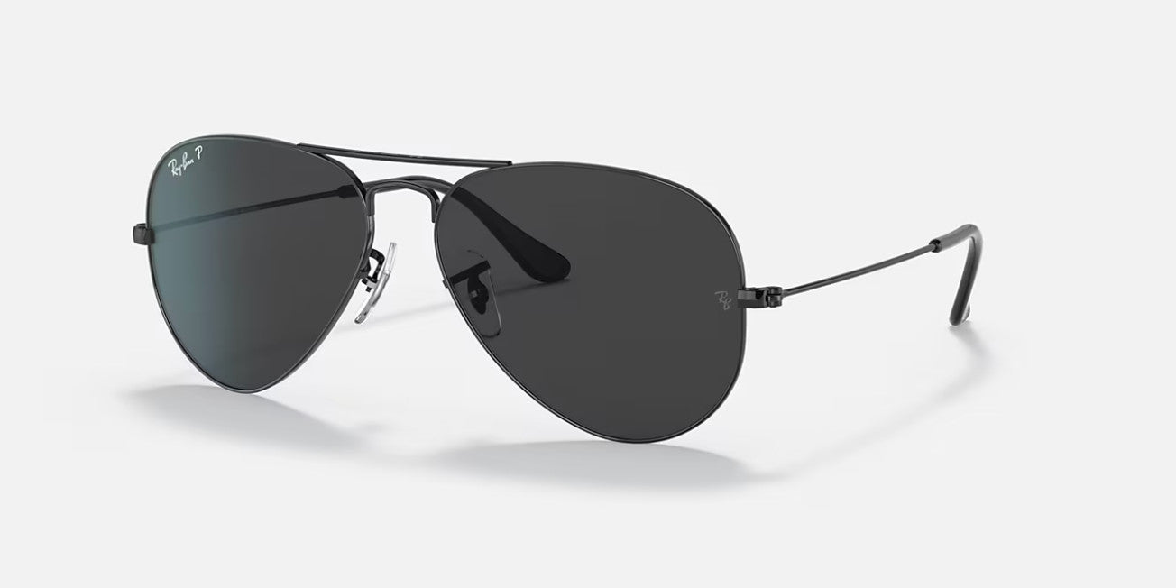Ray Ban Aviator Large Metal Black Frame w/ Black Lens Sunglasses Polarized
