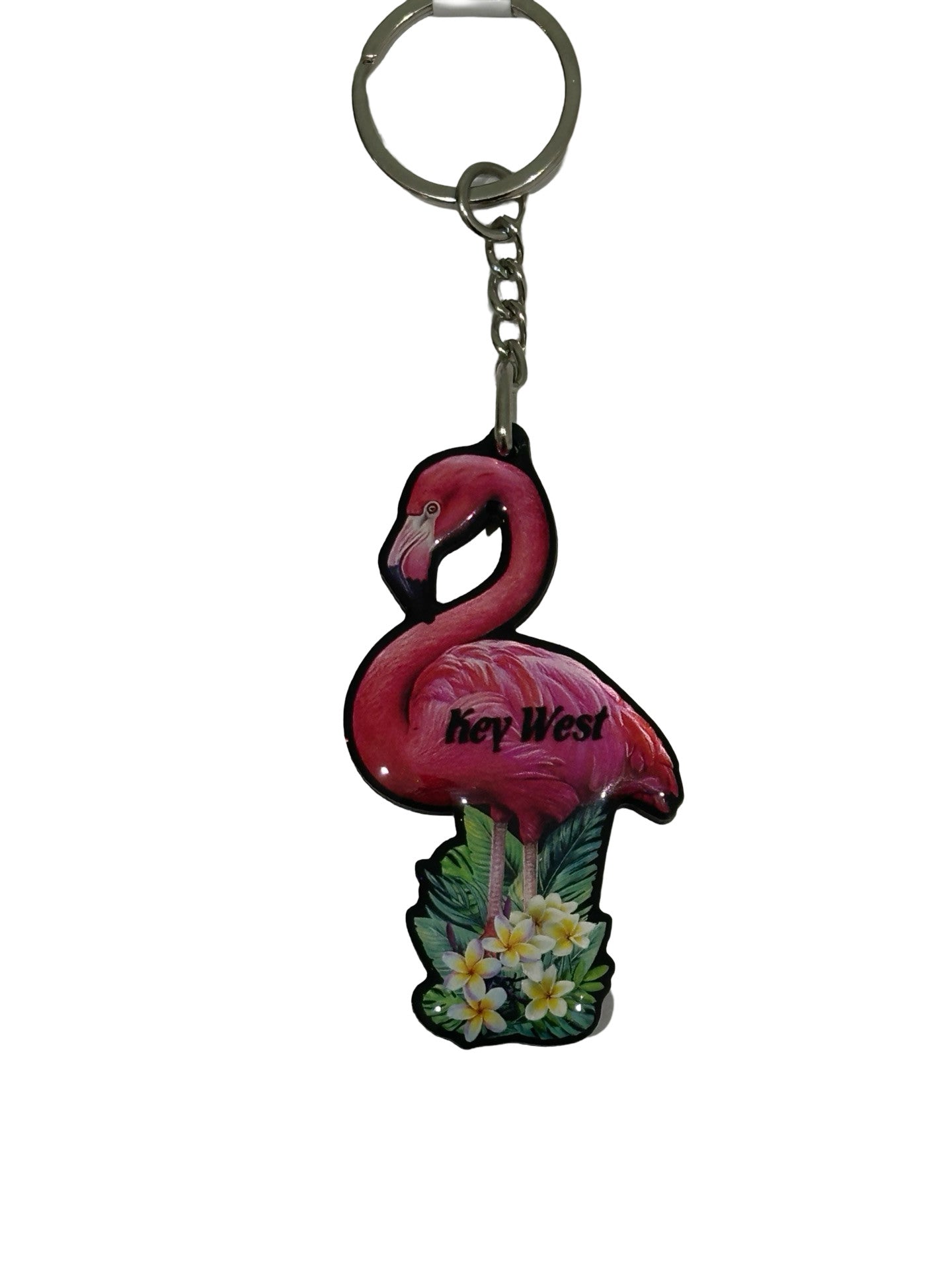 Flamingo & Flowers Key West Key Chain