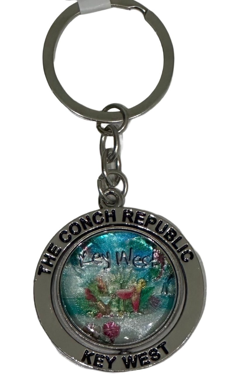 Beach Drinks Key West Conch Republic Keychain