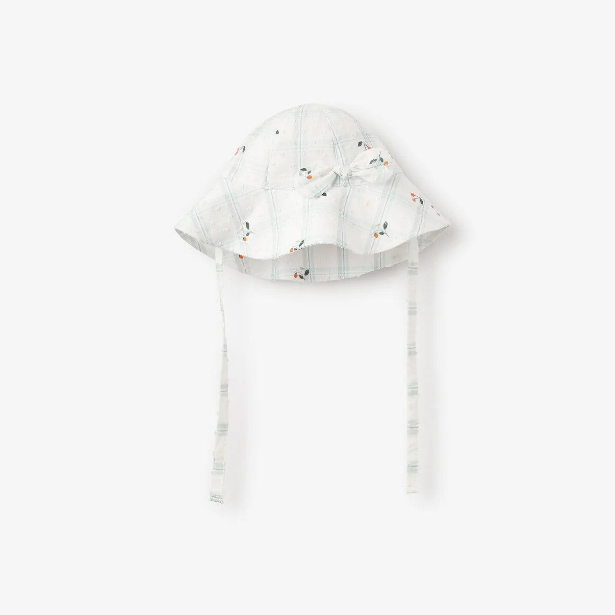 Elegant Strawberry Picnic Swiss Dot Sunhat Aqua 0-12M
