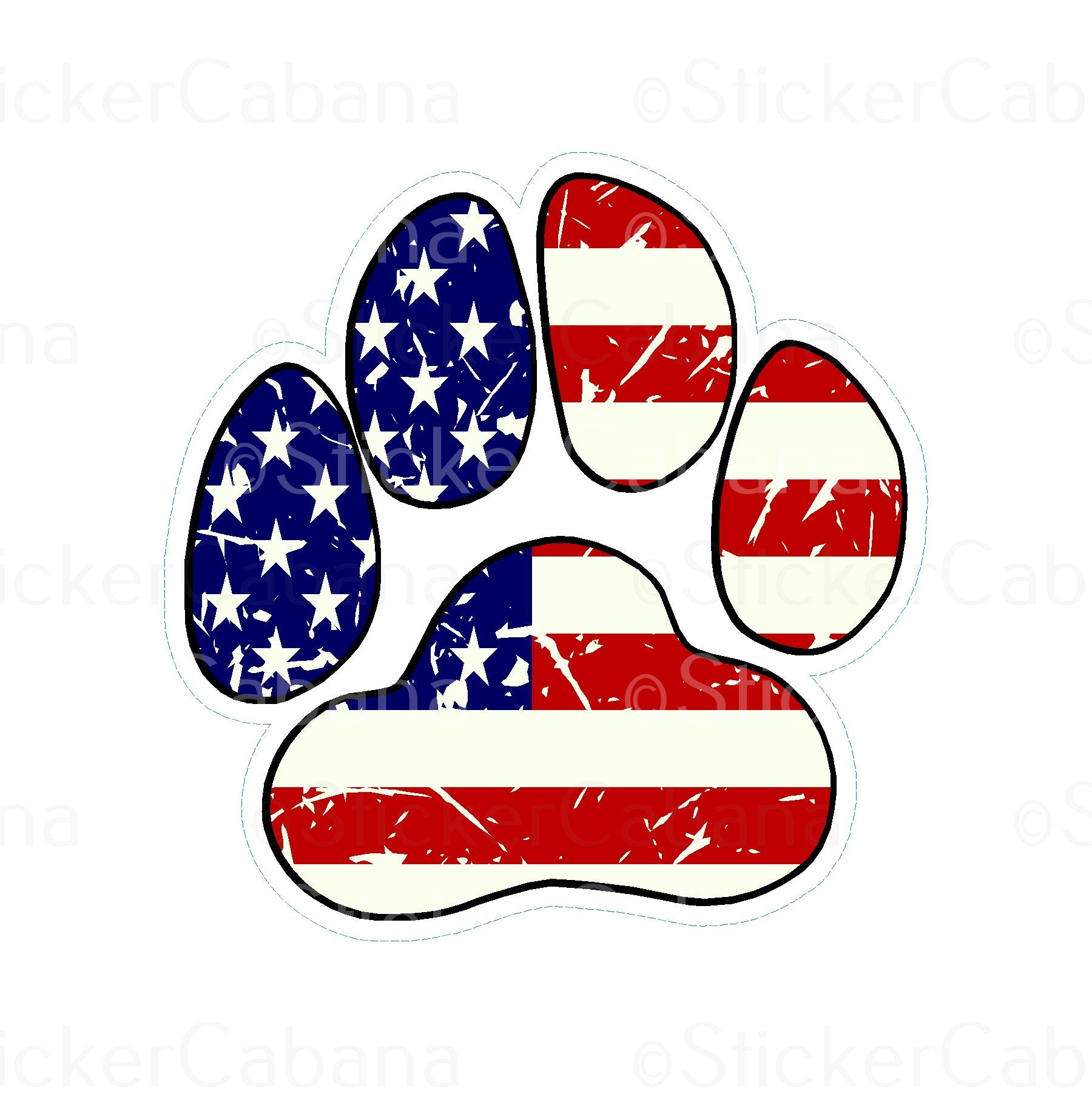 Sticker Cabana USA Flag Paw Sticker
