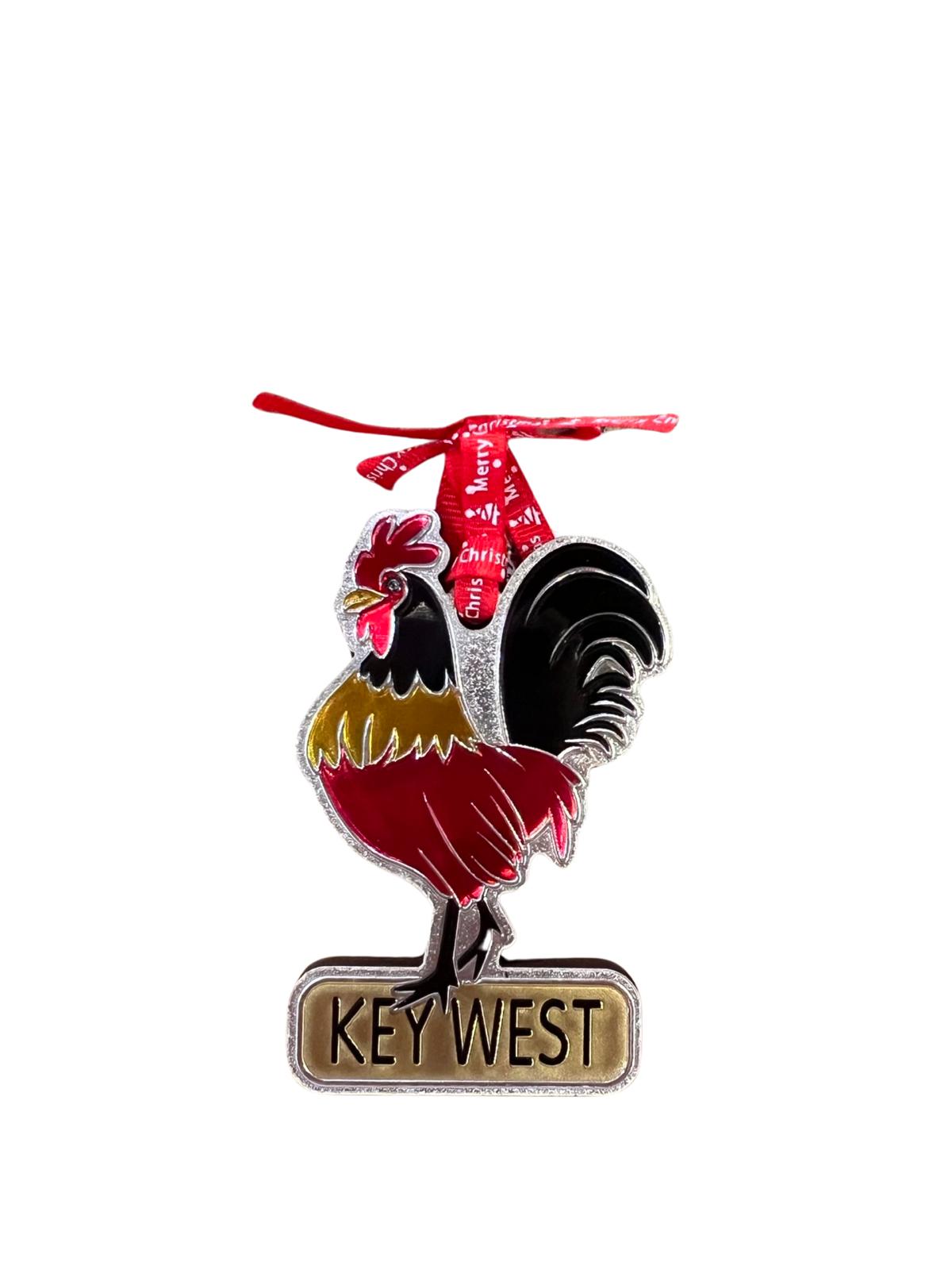Key West Rooster Foil Christmas Ornament