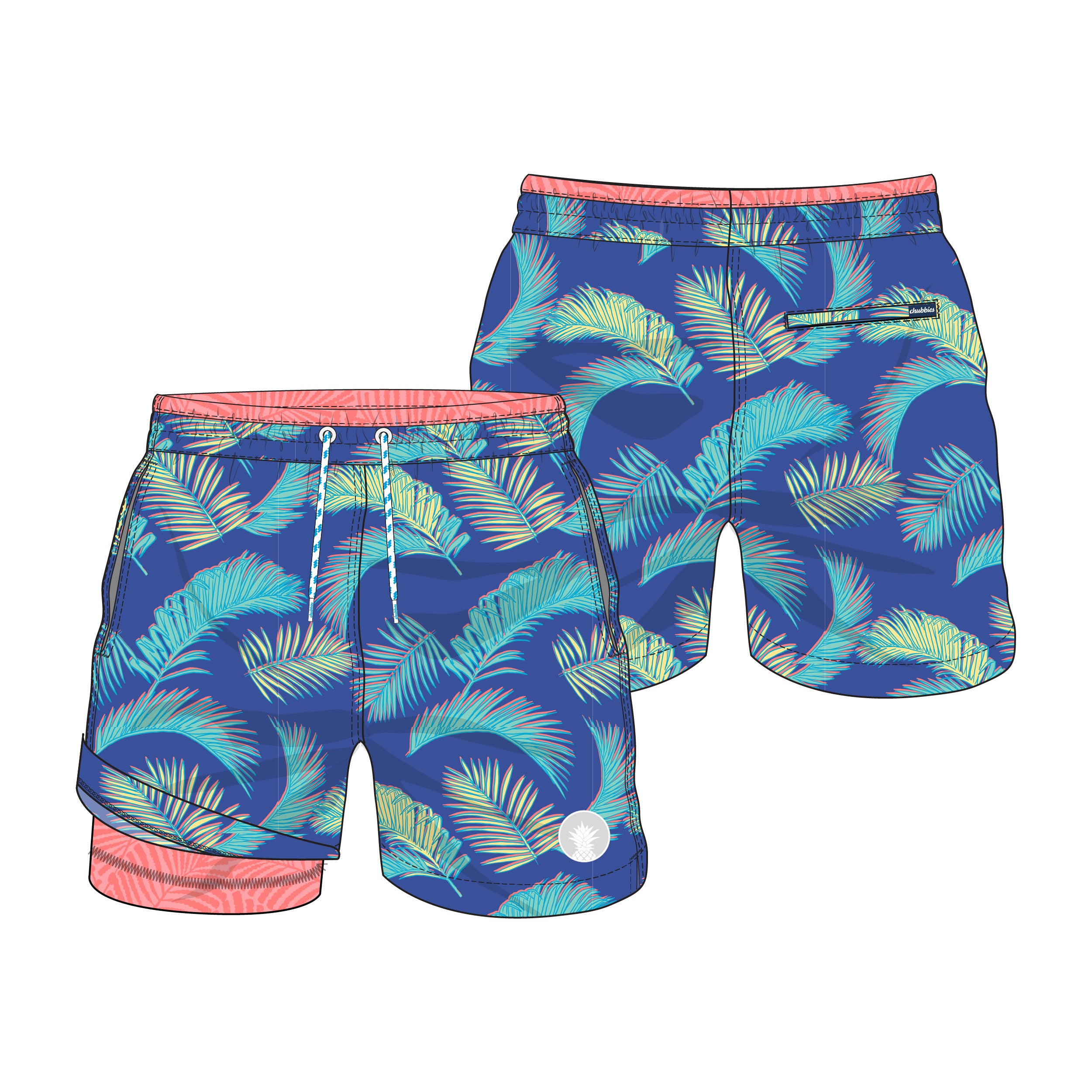 Chubbies The Retro Palms 5.5" Lined Swim Trunks