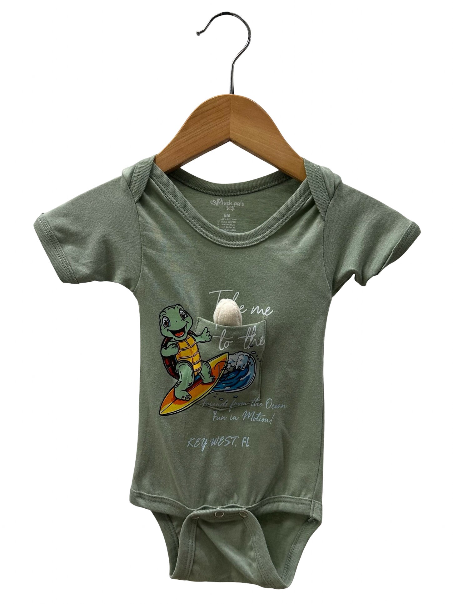 Plush Pals Kids Key West Turtle Onesie Sage
