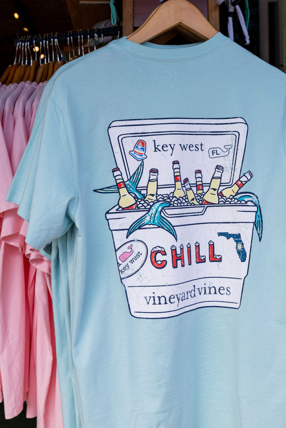 Vineyard Vines Cooler & Icons Key West Pocket Tee SS Sea Splash