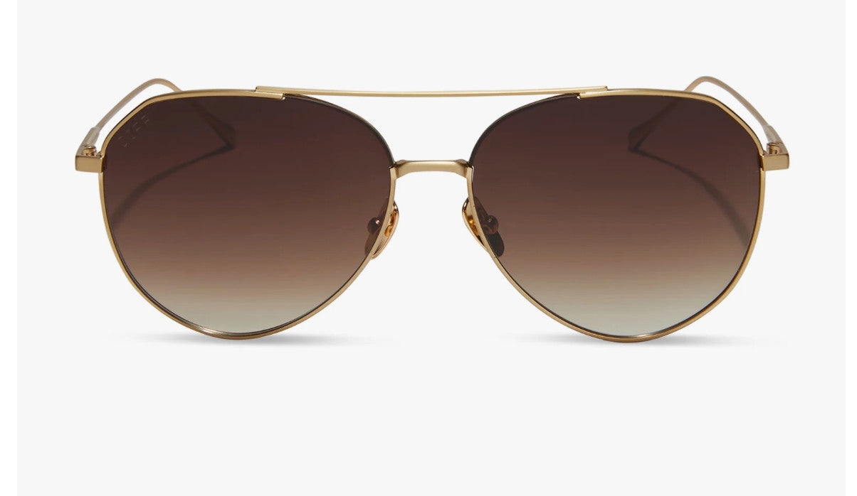 Diff Dash Brushed Gold Frame w/ Coffee Gradient Lens Sunglasses