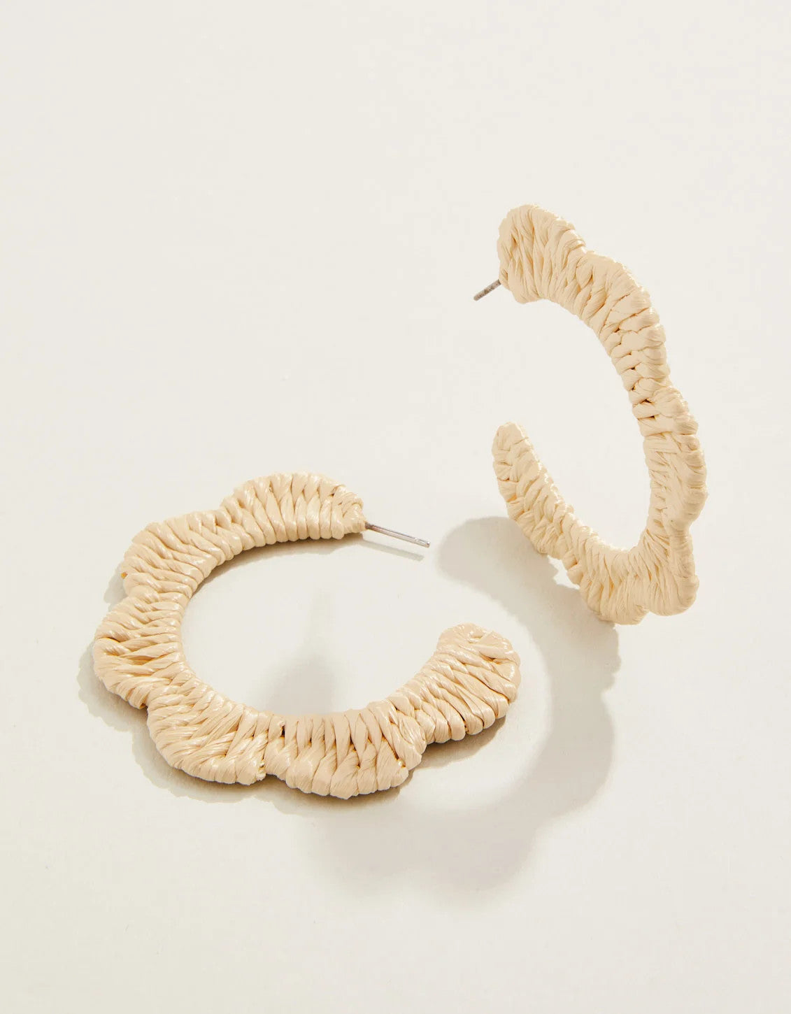 Spartina Scalloped Straw Hoop Earrings Natural