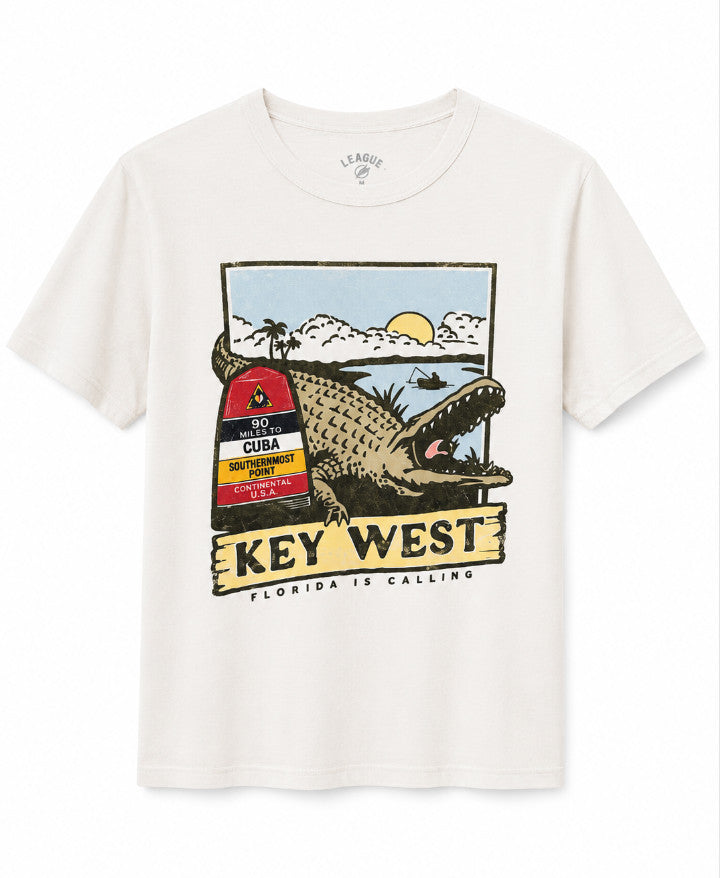 Legacy Southernmost Point Gator Tee SS Heather Canvas