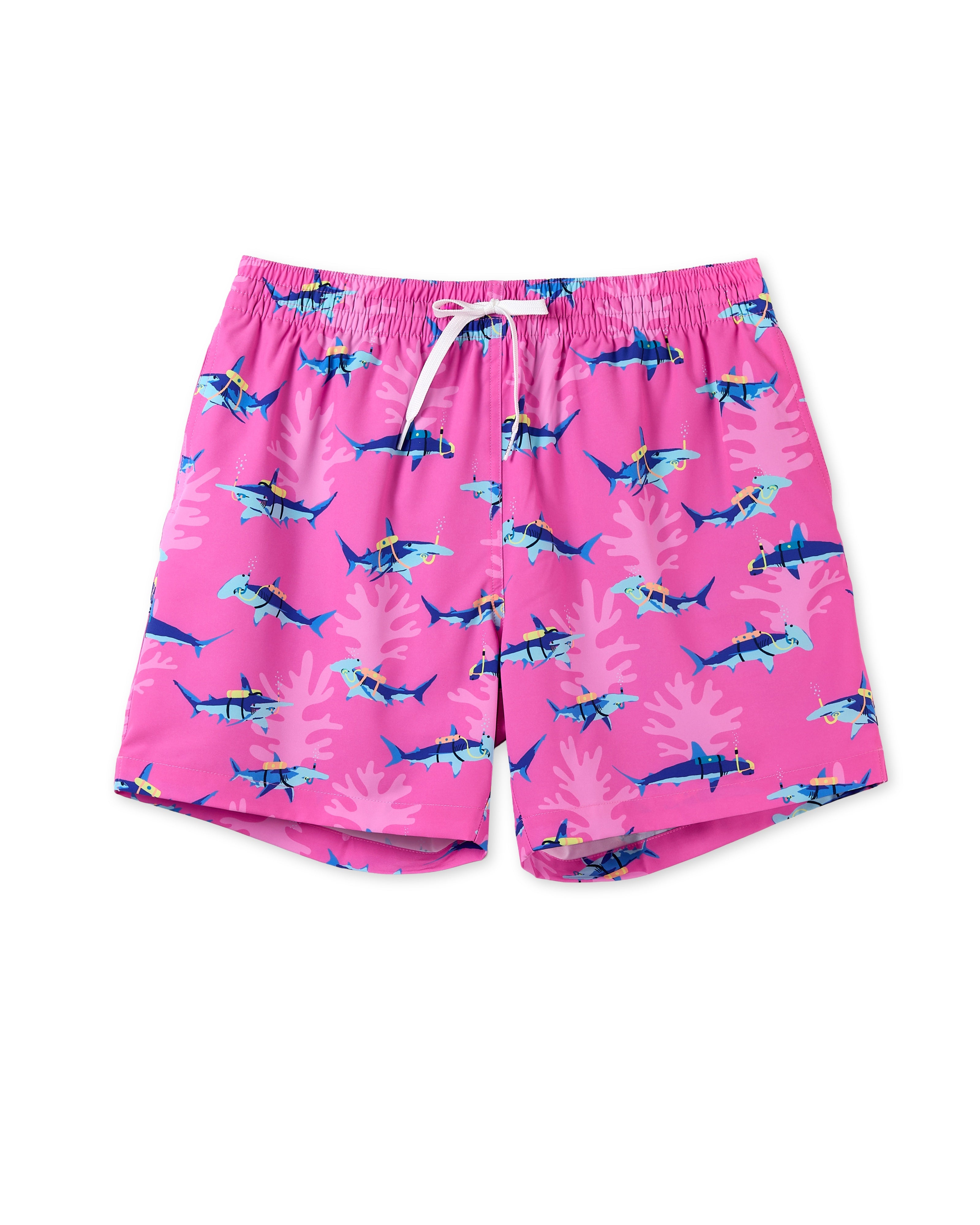 Chubbies The Great Pink Sharks 5.5" Classic Lined Swim Trunk