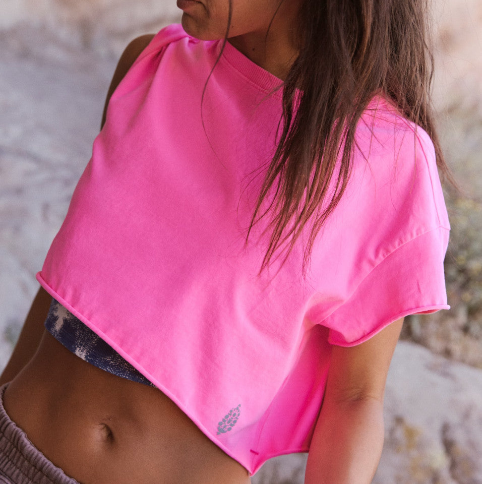 Free People Hot Shot Cropped Tee Hot Pink