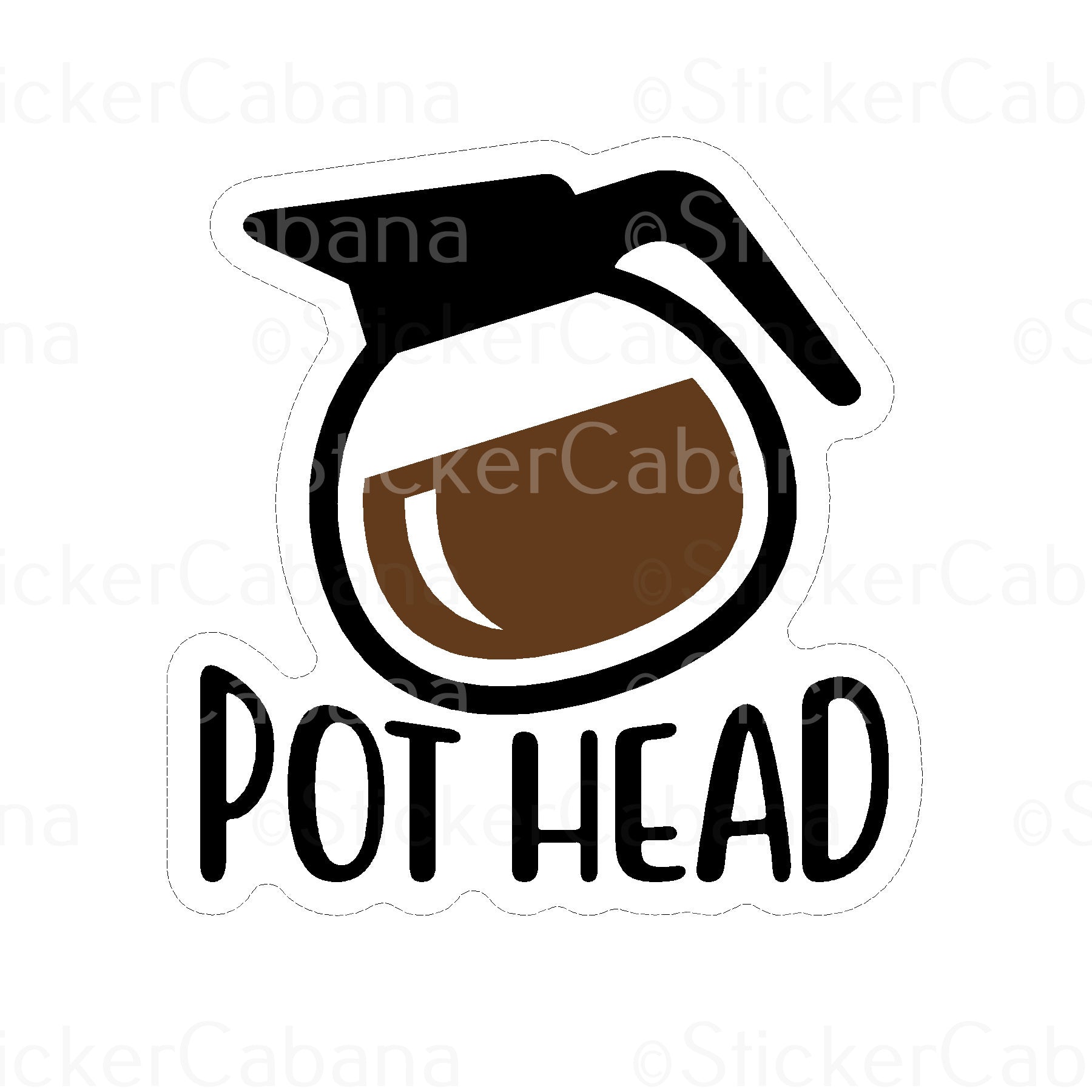 Sticker Cabana Coffee Pot Head Small Sticker