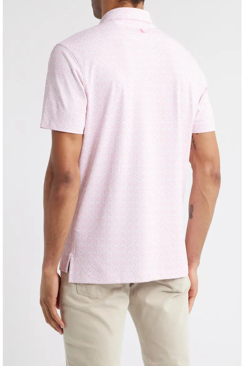 Back view of Johnnie-O Flock Yeah Azalea polo showing fit and mesh fabric