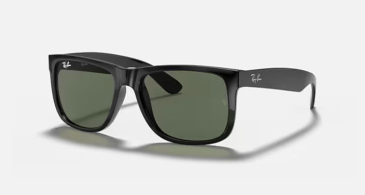 Ray Ban Justin Black Frame w/ Dark Green Lens Sunglasses
