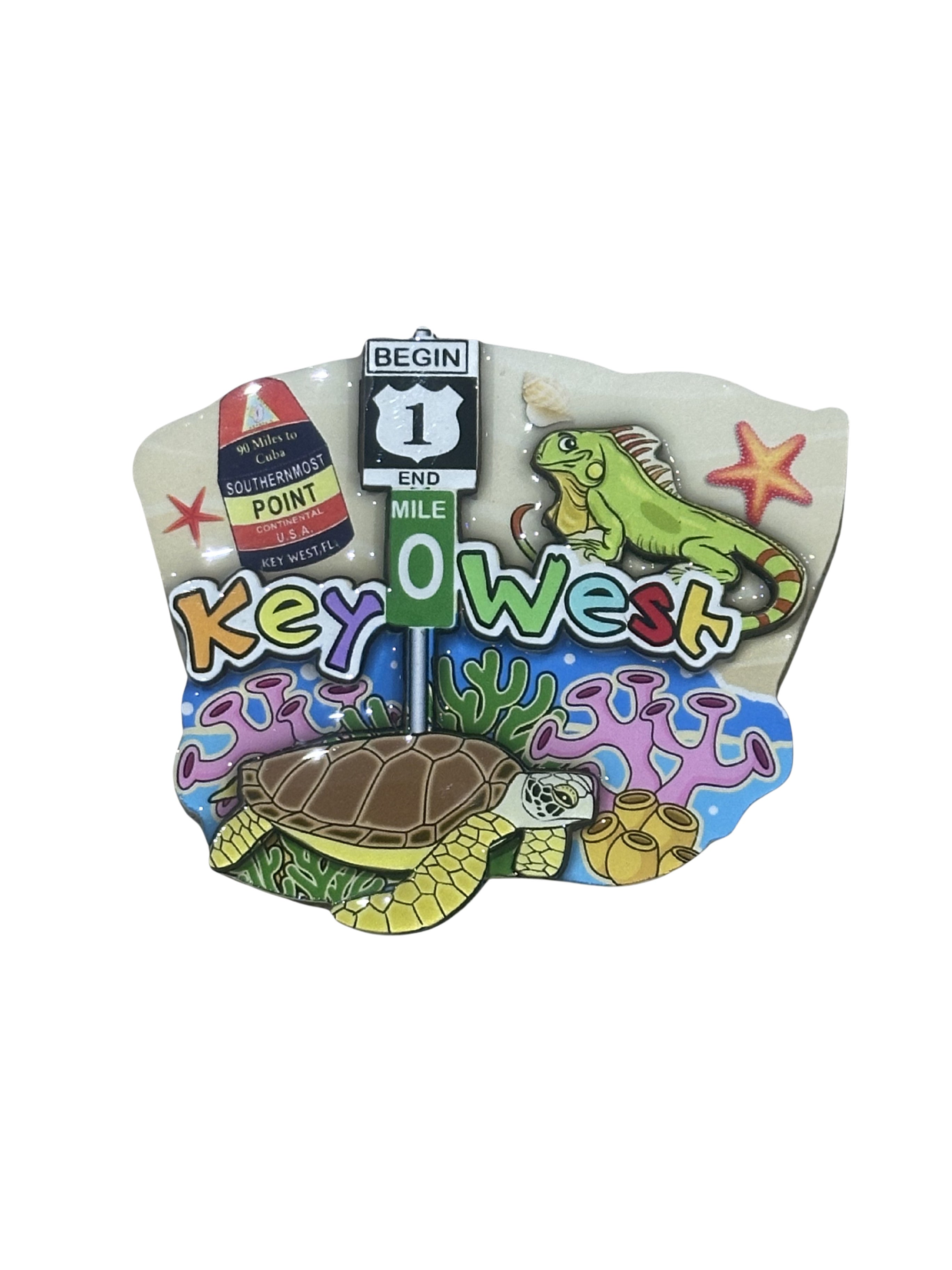 Key West Mile Marker 0 Tropical Reef Magnet