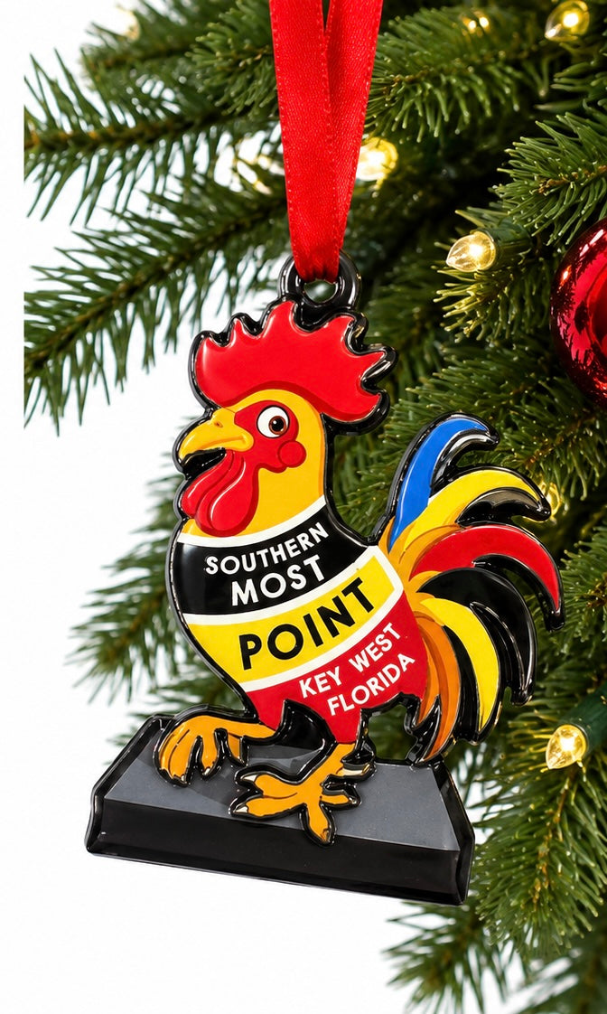 Key West Holiday Rooster Christmas Ornament