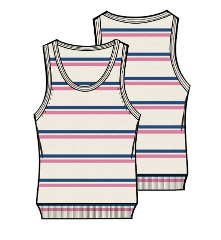 Southern Tide Ivana Contrast Stripe Sweater Tank Star White