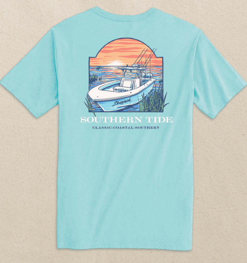 Southern Tide Sunset SJ Boat Tee SS Shore Blue