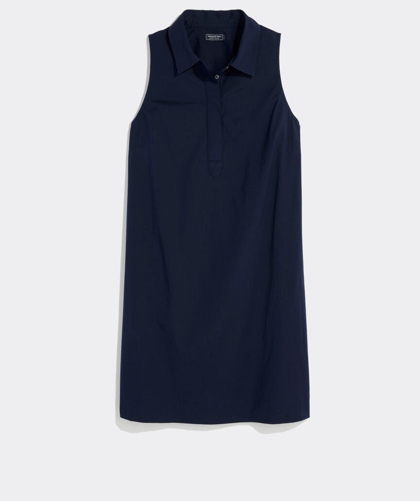 Vineyard Vines Poplin Sleeveless Popover Dress Nautical Navy