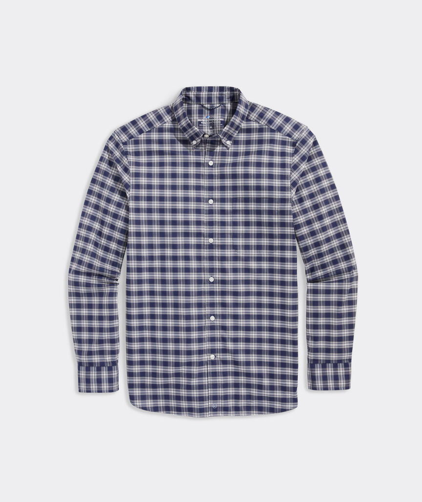 Vineyard Vines On-The-Go Tartan Brrr Button Down Shirt Nautical Navy Plad
