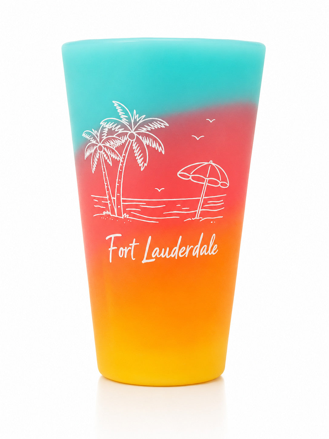 Silipint Beach Scene Fort Lauderdale 16oz Pint Cup Aurora