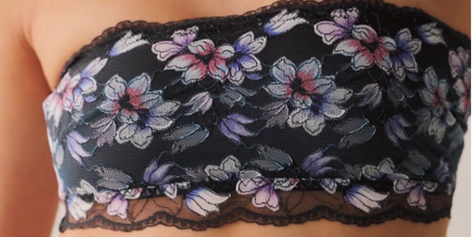 Free People Printed Lace Bandeau Night Bloom Combo