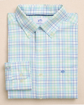 Southern Tide Coastal Breeze Master Plaid Sportshirt LS Tropical Breeze Blue