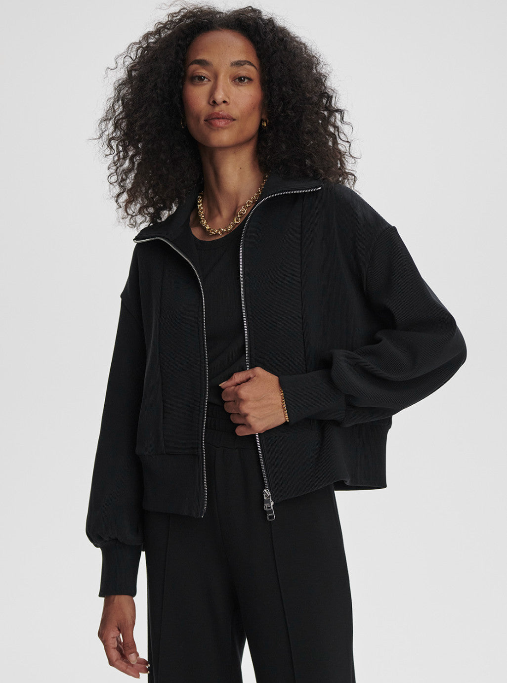 VARLEY Gibbs Zip Through Sweater Black