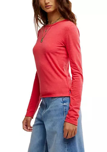 Free People We The Free Nova Tee LS Rococco Red