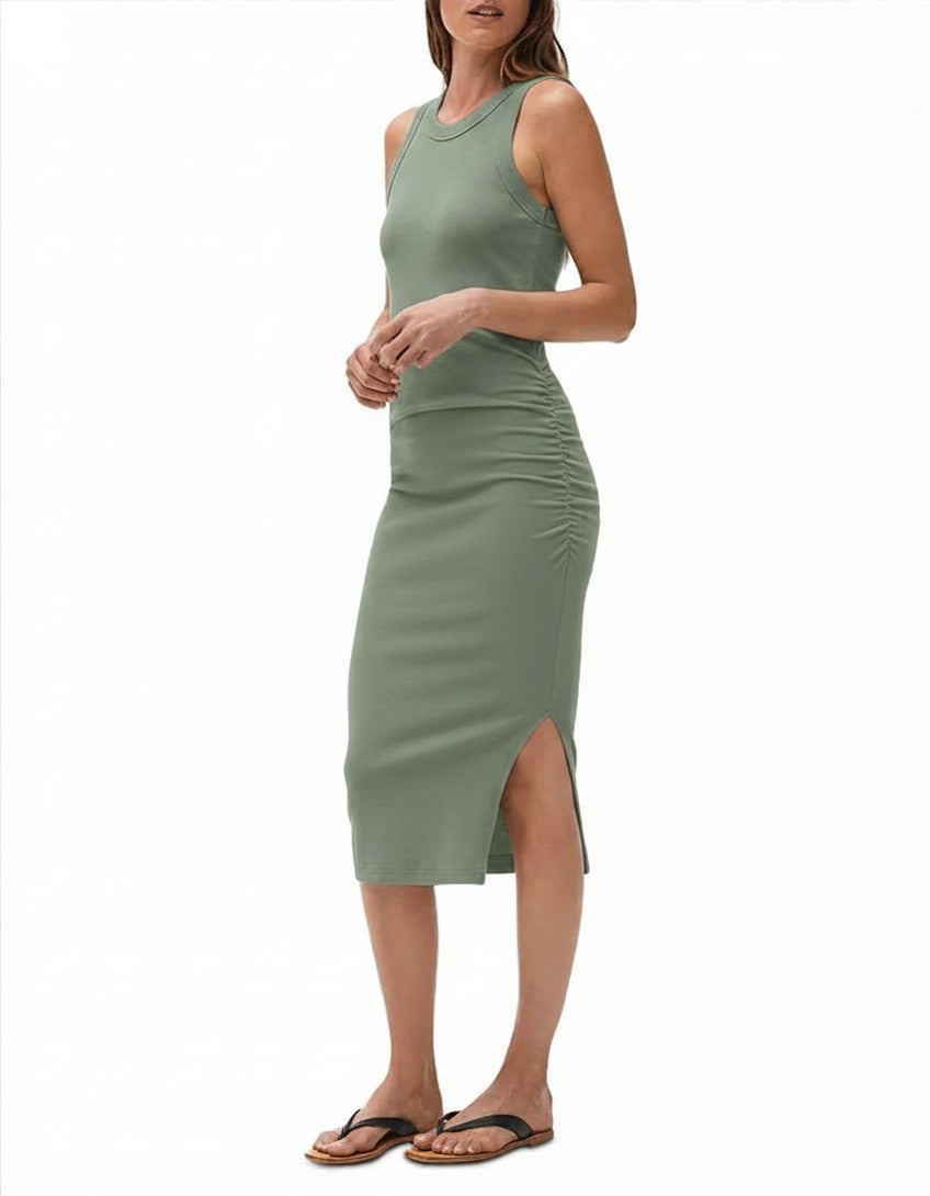 Michael Stars Wren Ruched Midi Dress Apple