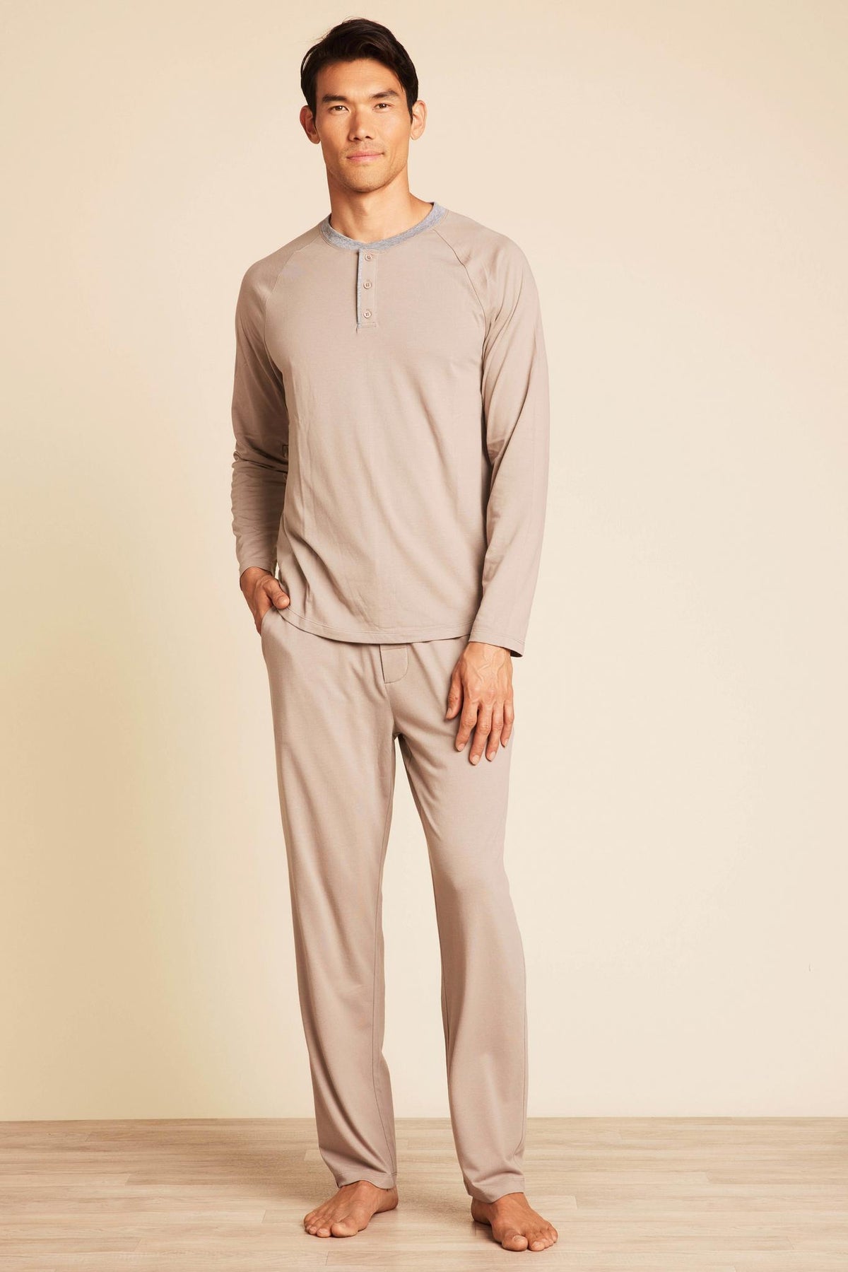 Barefoot Dreams Triblend Henley Top Nickel